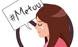 Illustration of young person with me too sign