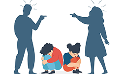 Illustration of parents arguing over children